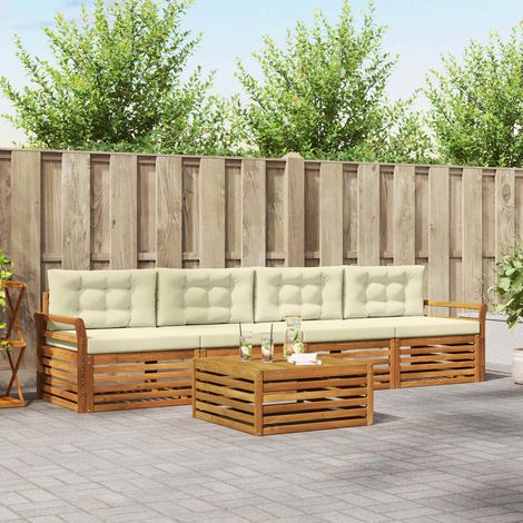 vidaXL Outdoor-Sofagarnitur mit Kissen 5 pcs Natur und Creme (1/5)
