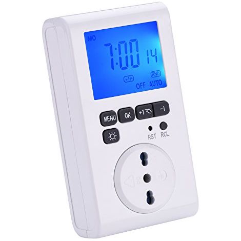 Electraline 58107 Programmatore Digitale Professionale, Schermo LCD Retroilluminato, Spina/Presa Italiane, Bianco (1/4)