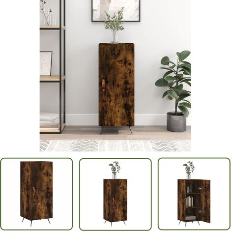 Buffet, Meuble de Rangement, Armoire de Cuisine Chêne fumé 34,5x34x90 cm Bois d'ingénierie NKK60989 (1/5)