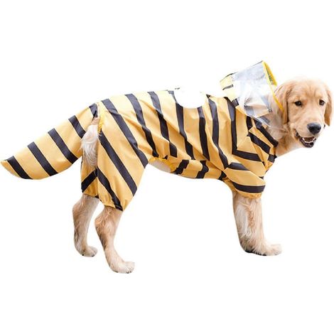 Imperméable pour grand chien, imperméable intégral avec capuche, veste de pluie imperméable en forme d'animal pour chiens moyens et grands (1/4)
