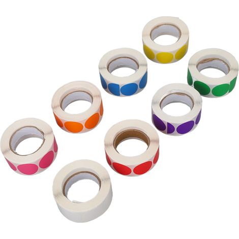 Rouleau de 8 étiquettes autocollantes rondes et colorées pour flacons de cosmétiques et d'huiles essentielles (cadeaux). (1/5)