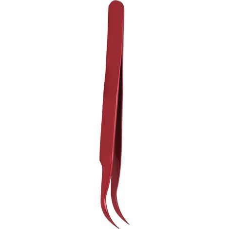 Pince antimagnétique à pointe coudée en alliage d'aluminium, adaptée à la réparation et à la maintenance des produits électroniques, rouge. (1/5)