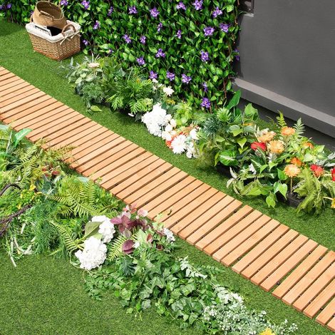 COSWAY Camino Enrollable de Madera 245 cm para Jardín, Pasarela con Alambre y Textura Antideslizante Resistente a la Intemperie, Pasarela de Madera para Jardín Patio Mar, Sendero (245 x 43 x 2 cm) (1/5)