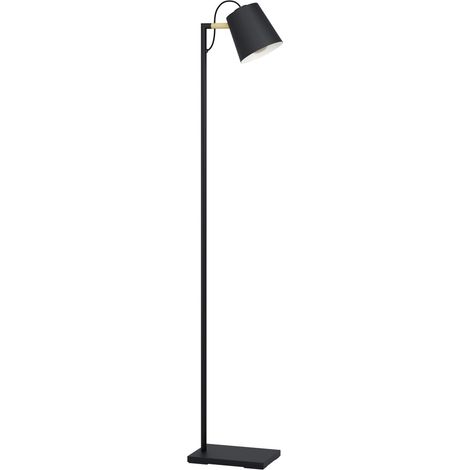 Lampe sur pied élégante Lacey noir avec un aspect bois - 43614