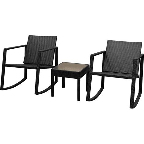 vidaXL Set de mesa y sillas de jardín 3 piezas ratán sintético negro (1/5)