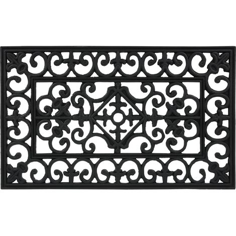 Relaxdays rubber door mat, 45 x 75 cm, weatherproof and non-slip doormat, for indoor and outdoor use, front door, black