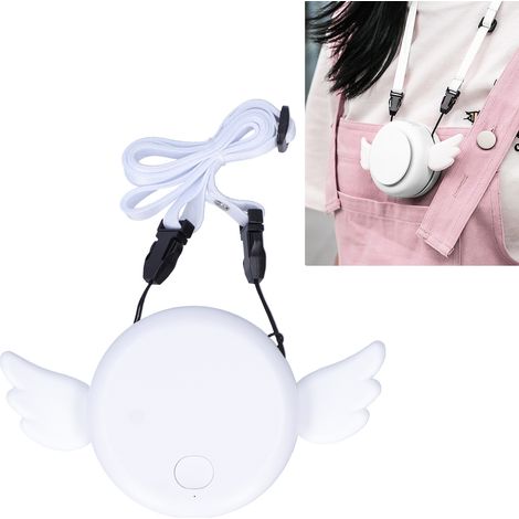 Ventilateur électrique portable à chargement USB réglable, sans pales, à suspendre autour du cou, pour la maison et l'extérieur (blanc). (1/5)