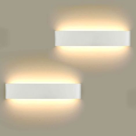 (12w Blanc Chaud Aluminium)Applique Murale Interieur 12W Lampe LED Intérieur Murale Eclairage Moderne pour Salon Chambre Escalier Couloir 3000K (2 Pack) (1/4)