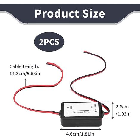 2 Pièces Condensateur 12V Auto, Filtres Antiparasite pour Caméra de Recul, Redresseur Stabilisateur Relais d'alimentation 12 V DC, Adaptateur de Filtrage pour Caméra de Recul Voiture Auto Radio Écran (1/4)