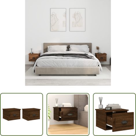 Wandmontage - Wand-Nachttische 2 Stk. Braun Eichen-Optik 41,5x36x28 cm (1/5)