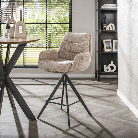 Set mit 2 Barhockern Elite Sand, Chenille-Stoff, drehbar