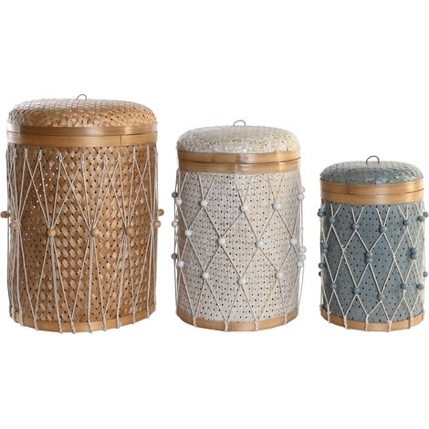 DKD Home Decor Set de paniers coton bambou Boho multicolore (1/3)