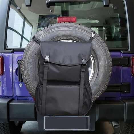 Sac à dos de rangement pour roue de secours à plusieurs poches et grande capacité, compatible avec Jeep Wrangler JK 2007-2018 (1/5)
