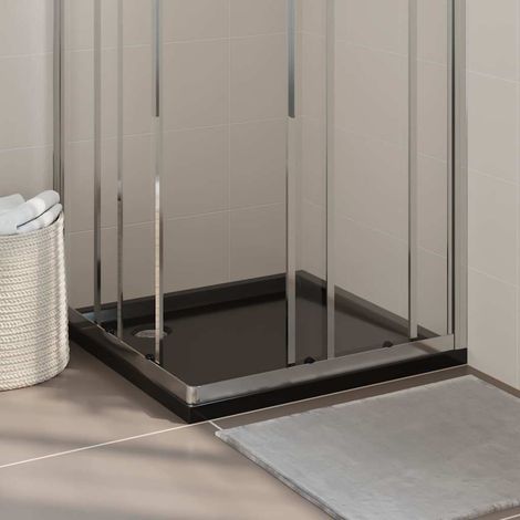 vidaXL Plato de ducha cuadrado de ABS negro 80x80 cm (1/5)