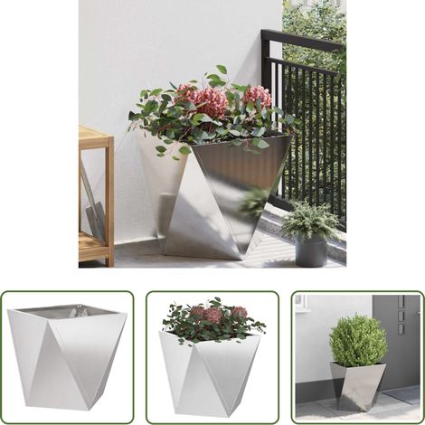 Terrassenpflanzer - Pflanzkübel Silber 50 x 50 x 50 cm Edelstahl (1/5)