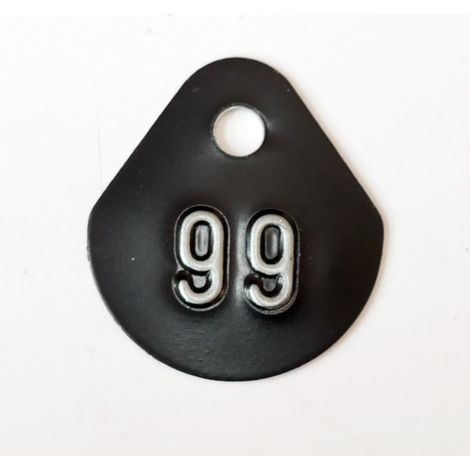 Chiffre goutte d'eau fond noir (à l'unité) estampé "99" en relief blanc hauteur d'écriture 11mm DERANCOURT