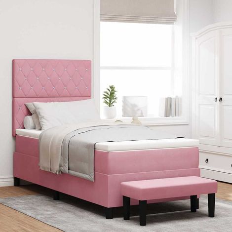 vidaXL Cama tipo Box Spring con cabecera Rosa 190 x 90 cm Terciopelo (1/5)