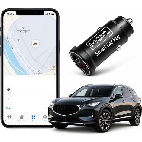 Find My Worldwide 2-in-1 GPS-Tracker mit Autoladegerät, nur kompatibel mit iOS, zwei USB-Anschlüsse, GPS-Fahrzeugortung in Echtzeit, Diebstahlschutzfunktion (1/5)