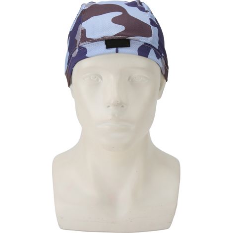 Casquette de moto bleue camouflage évacuant la transpiration et respirante, idéale pour les crânes chauves. (1/5)