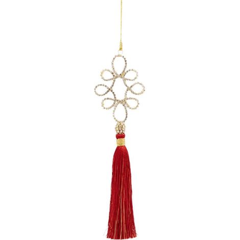 Pendaglio nappa colore rosso decorazione per albero di Natale da 21 cm -Con Diamantini (1/2)
