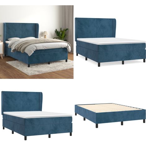 Boxspringbett mit Matratze Dunkelblau 140x200 cm Samt - Samtbett - Boxspringbett - Doppelbett - Bettenrahmen - Luxusbett - Home & Living (1/5)