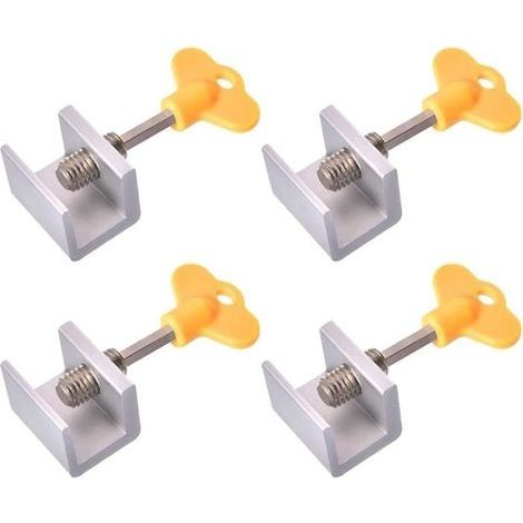 4-teiliges Schiebefenster-Verriegelungsset, verstellbarer Schiebetürstopper, verstellbare Fensterverriegelung, Schiebetürstopper aus Aluminiumlegierung (1/4)