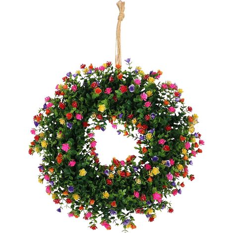 Guirlande Florale Artificielle - Couronne de Fleurs 48 cm - Décoration Mur Porte Fenêtre Jardin - Pour Pâques Mariage Printemps Été - 1 Pièce (1/5)