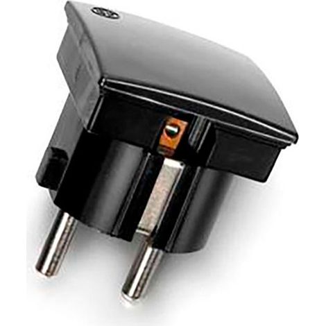 2p+t-Stecker, seitlicher Ausgang, 4,8 mm, schwarz (eingeschweißt)