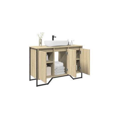Armoire lavabo de salle de bain chêne sonoma 91x35x60