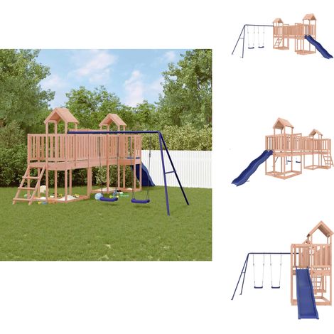 Spielturm Massivholz Douglasie - Holzspielplatz - Outdoor Spielgeräte - Kinderspielplatz - Spielturm - Doppel Schaukel Set