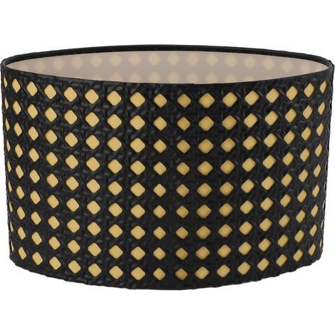 Ortviai Abat-jour ovale en métal ajouré avec doublure noire et jaune – compatible E14/E27, 23 x 14,5 cm (1/5)
