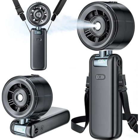 Ventilateur Brumisateur Portable 4000mAh, Ventilateur Turbo Rechargeable À Main Avec Brume Froide, 5 Vitesses Et Fonctionnement Silencieux, Pour Voyages, Vacances, Maquillage, Concerts (1/5)