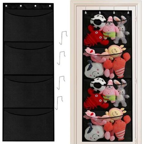 Rangement Suspendu,Range Peluche Enfant,Filet Peluche à Suspendre Avec 4 Poches,Organisateur De Rangement Suspendu Rangements Porte (1/5)