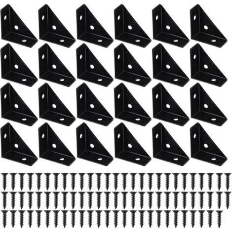 24 Pack Black Corner Brackets 38x38mm with Screws, Metal 90° Corner Connector, Suitable for Zhuo Bed Edge (1/5)