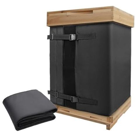 Housse isolante pour ruche d'abeilles extérieure, 60 x 205 cm, tissu Oxford imperméable avec feuille d'aluminium et mousse EPE pour ruches à 8 cadres et 10 cadres de ruches, noir (1/5)