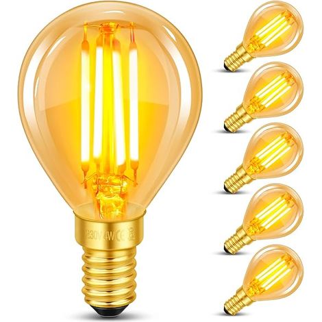 Ampoule E14 Filament LED 4W 40W Verre Ambré Blanc Chaud 2200K G45 400LM AC 220V 6 (1/5)