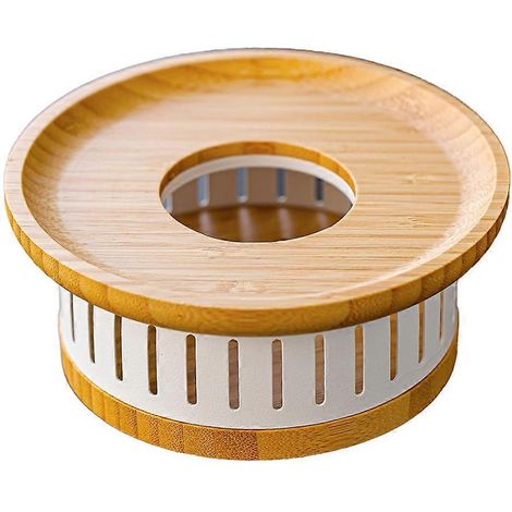 Chauffe-théière en bambou avec brûleur à alcool Zen pour une expérience de thé améliorée (blanc) (1/5)