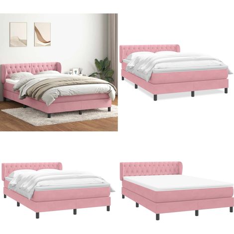 Boxspringbett mit Matratze Rosa 140x220 cm Samt - Matratze - Samt (1/5)