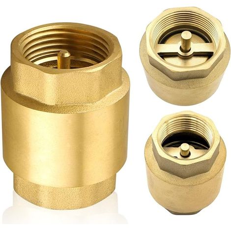 Clapet anti-retour en laiton 1/2" avec filetage intérieur DN15 universel avec filetage intérieur des deux côtés, clapet anti-retour vertical en laiton 1/2" (1/5)