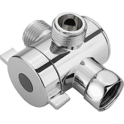 Adaptateur en T 3 voies 1/2 pouce, vanne de dérivation, bras de douche réglable, vanne de dérivation pour salle de bain H (1/5)