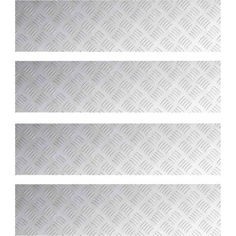 Plaques à damier 4 pcs Argent 80 x 20 cm Aluminium CFW512683 (1/5)