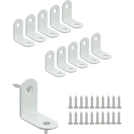 10 Pièces Équerre de Fixation 32mm X 32mm, Equerre de Fixation 90 Degrés, Petite Equerre Metal Pratique, Equerre Matériau Durable pour Bois Meubles, Blanc (1/5)