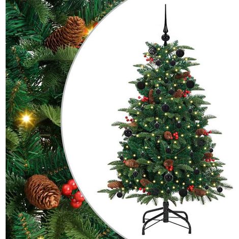 Sapin de Noël artificiel vert, 150 cm, en PVC, métal et plastique. (1/5)