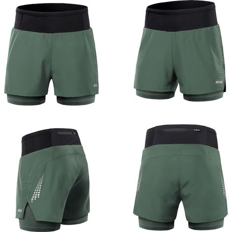 Short de course 2 en 1 pour hommes, taille haute, Sport athlétique, entraînement avec poches pour Gym, Jogging, Tennis (1/5)
