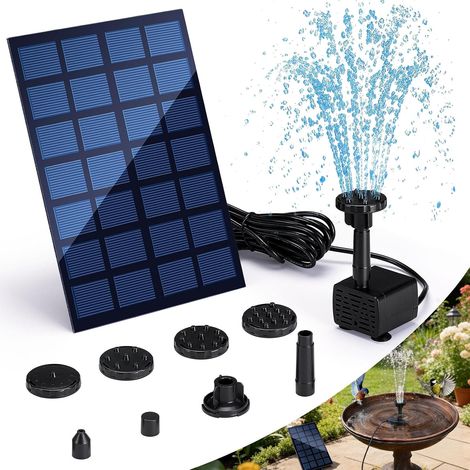 Pompa solare per laghetto, fontana solare da esterno da 2,5 W con 6 ugelli e 6 modalità, ideale per vasche per uccelli, acquari, laghetti, piscine e decorazioni da giardino. (1/5)