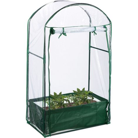 Relaxdays Gewächshaus Balkon, Pflanzsack, HxBxT: 153 x 89 x 49 cm, Foliengewächshaus, PVC-Folie, Stahl, transparent/grün