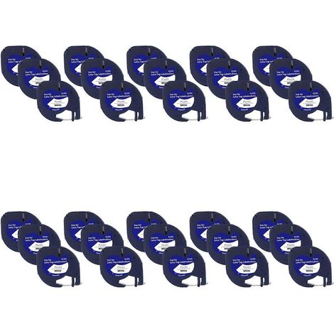 Lot de 30 étiquettes compatibles de rechange pour étiqueteuse Dymo Letratag, ruban plastique noir sur blanc pour étiqueteuse LetraTag. (1/5)