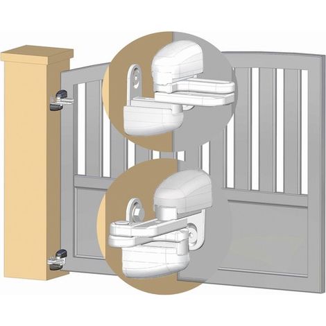 Deco Fer Forge – Gonds réglables pour portail en pente – Blanc inox à visser – Supporte jusqu'à 70 kg par vantail – Lot de 2 pièces