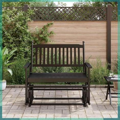 Banc balancelle - 4008866 - Noir - Bois de peuplier massif - 118 x 70 x 104,5 cm (1/5)