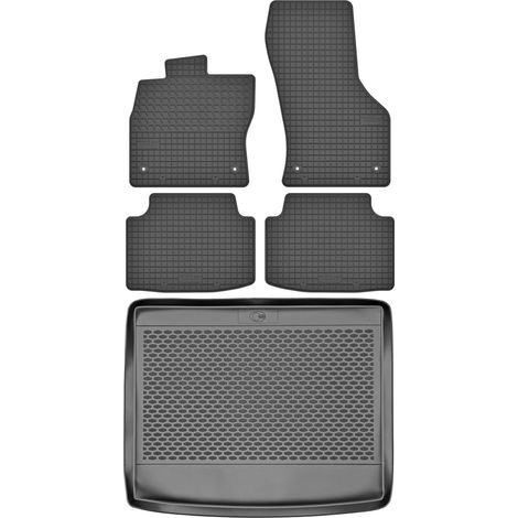 Ensemble de tapis de sol en caoutchouc pour Volkswagen Tiguan II SUV à partir de 2016 + tapis de coffre